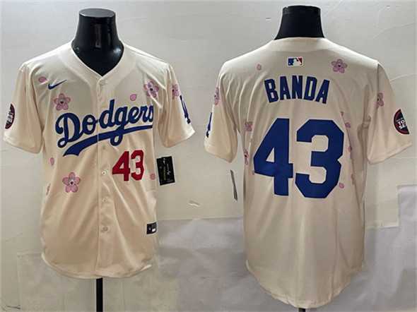 Men%27s Los Angeles Dodgers #43 Anthony Banda Cream 2025 Tokyo Series Limited Stitched Jersey->los angeles dodgers->MLB Jersey